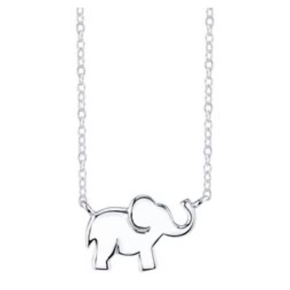 Unwritten Elephant Pendant Necklace in Sterling Silver, 16"+2"
